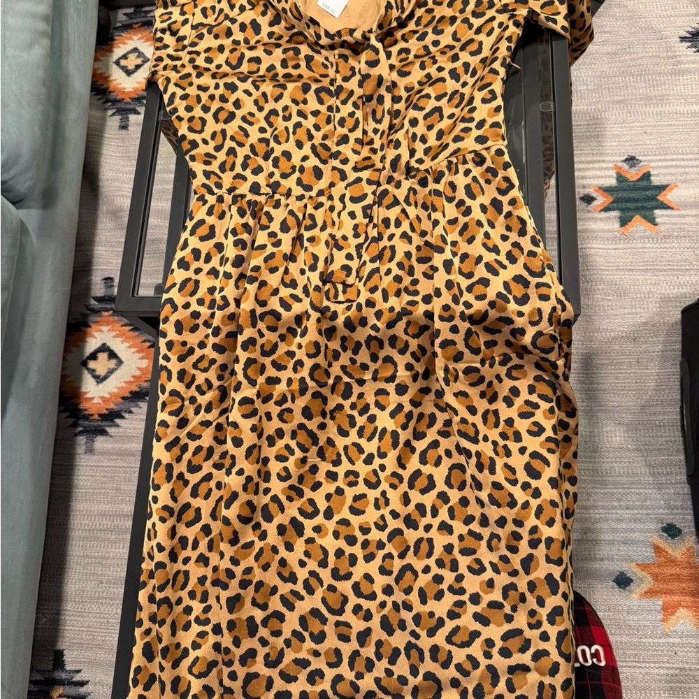 Loft Strapless Leopard Print Dress